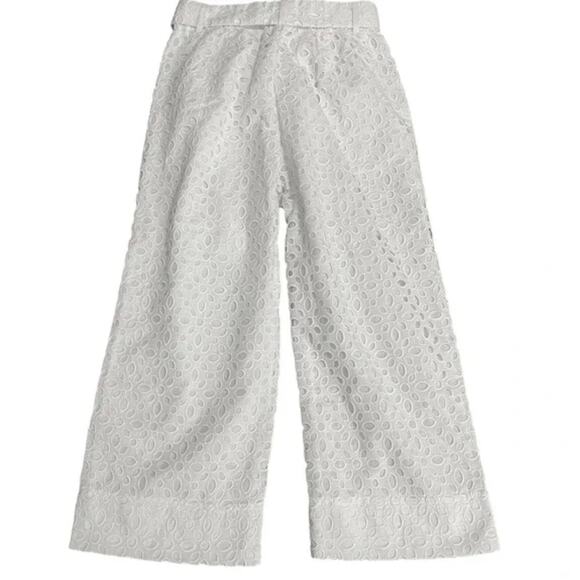 J. CREW Tie Waist Eyelet Wide Leg Pants White {PP12} - Picture 4 of 5